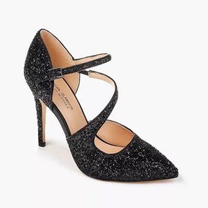 Badgley Mischka Black Glitter Heels